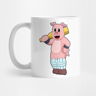 Pig at Cricket with Cricket bat Mug